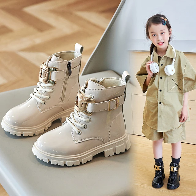 Kids Fashion Girls Ankle Boots 2023 Children Casual Shoes Glossy Non slip Versatile Simple Side Zipper Catwalk Shoes AliExpress