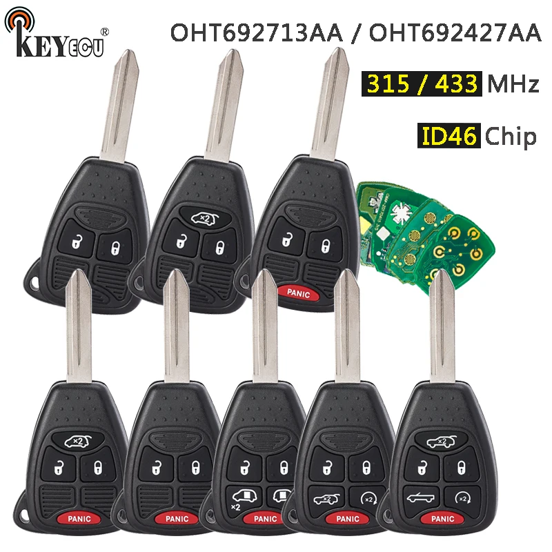 

Чип KEYECU 315 МГц/433 МГц ID46 OHT692427AA, OHT692713AA, дистанционный брелок для Chrysler Jeep Dodge 300 200 Aspen Sebring Commander