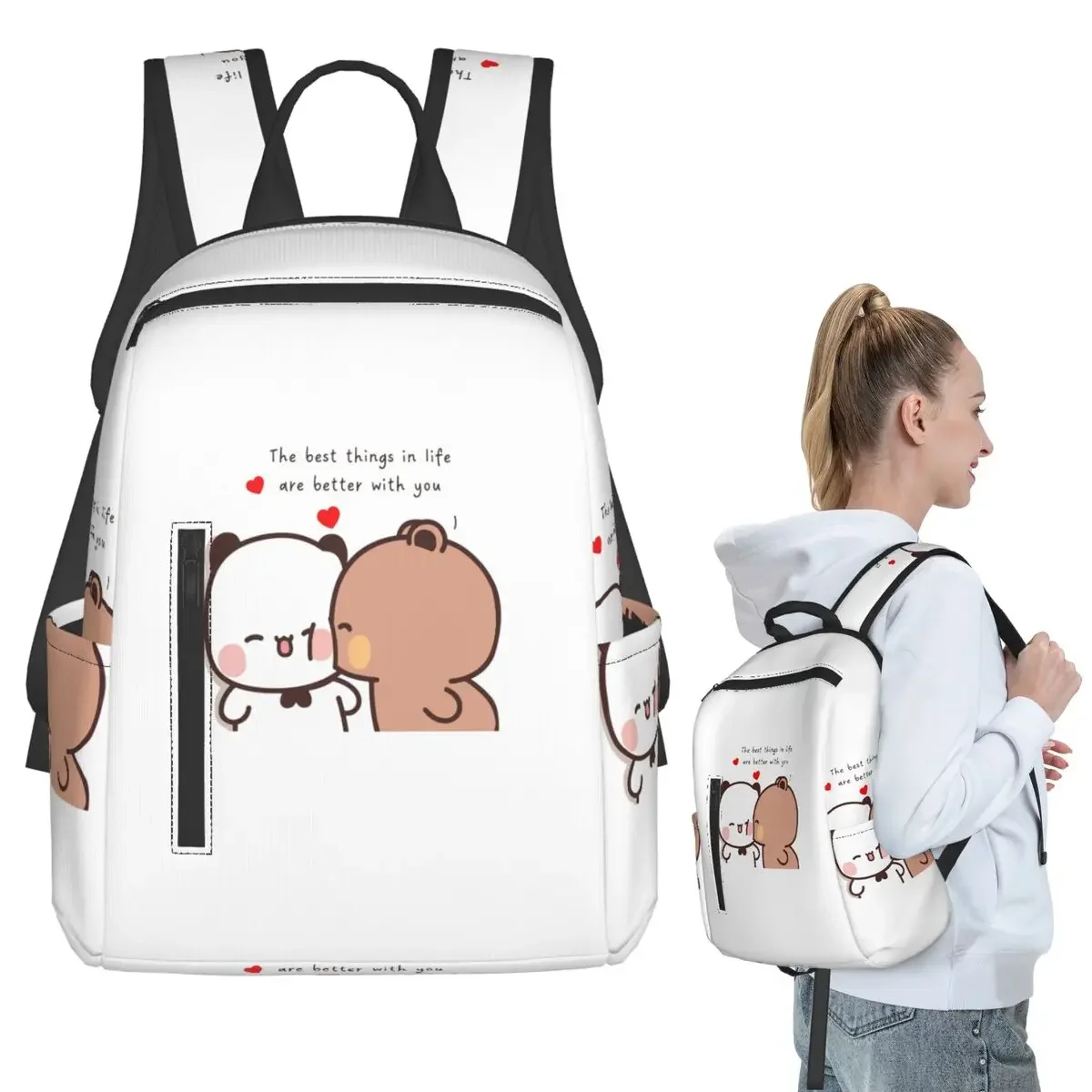 Peach And Goma Bubu Dudu Balloon Backpack Student BookBag Children School Bag Laptop Shoulder Bags Men Women