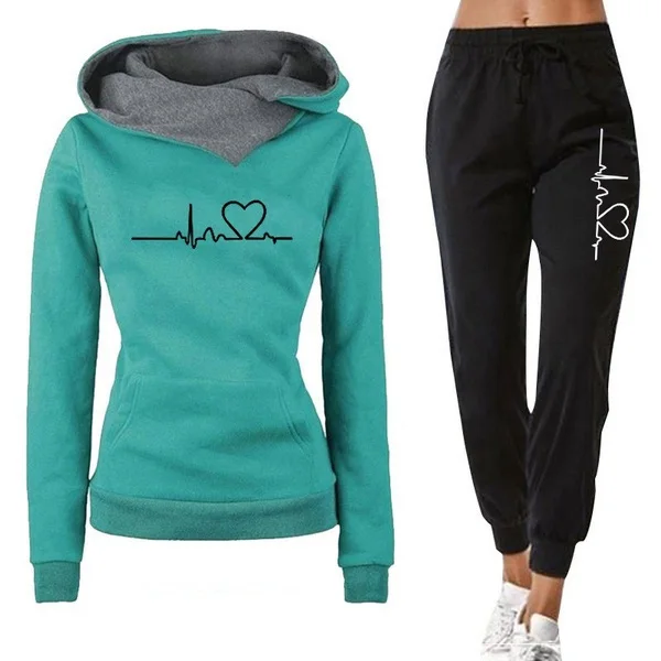 Autumn Winter Warm Womens Tracksuit Hooded +Jogger Pants 2-Piece Set Daily Casual Sweatshirt High Quality Ladies Sports Clothes