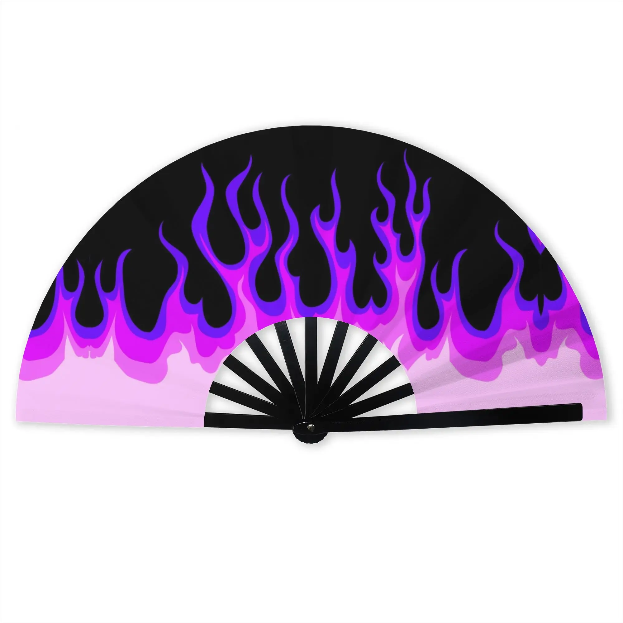 Purple Classic Racing Flames Hand Fan Promotional Gift Wedding Flaming Fire Durable Folding Fans Unique Bulk Pack Fan