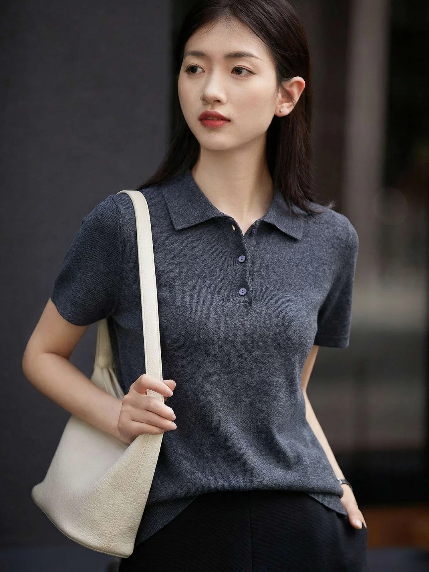 

Chivirin Women's Ne ort Sve Knitted Wool Blend Top ey Casual Summer Faion Commute Wear Polyester Nylon