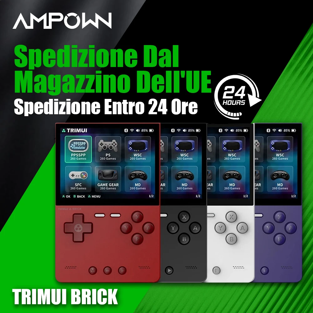 AMPOWN Trimui BRICK Console di gioco portatile retrò Schermo IPS da 3,2 pollici Lettore video portatile Emulatore Sistema Linux Magazzino UE
