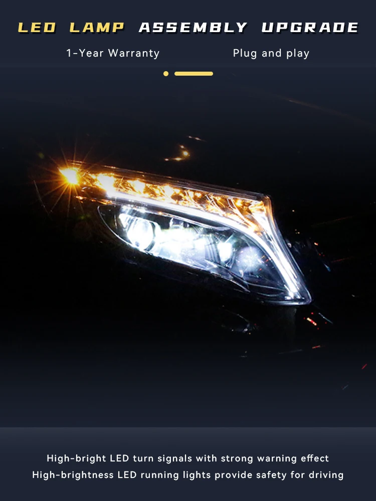 Luces para Benz Vito 2016-2023 diseño de ojo de tiburón W447 faro HID alto DRL configurar diseño lámpara frontal LED completo accesorios de coche