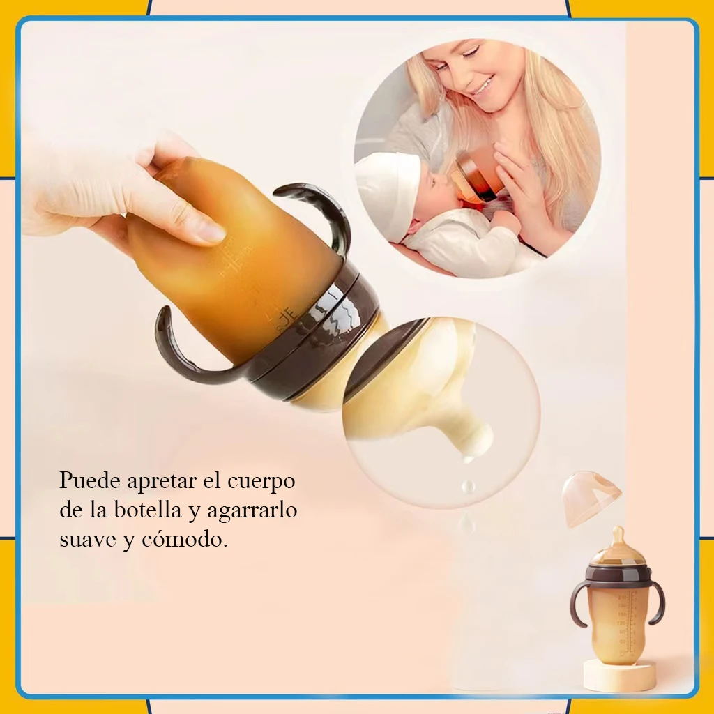 Full silicone breast milk imitation anti bloating bottle, BPA free, anti drop and durable, the best photography accessory