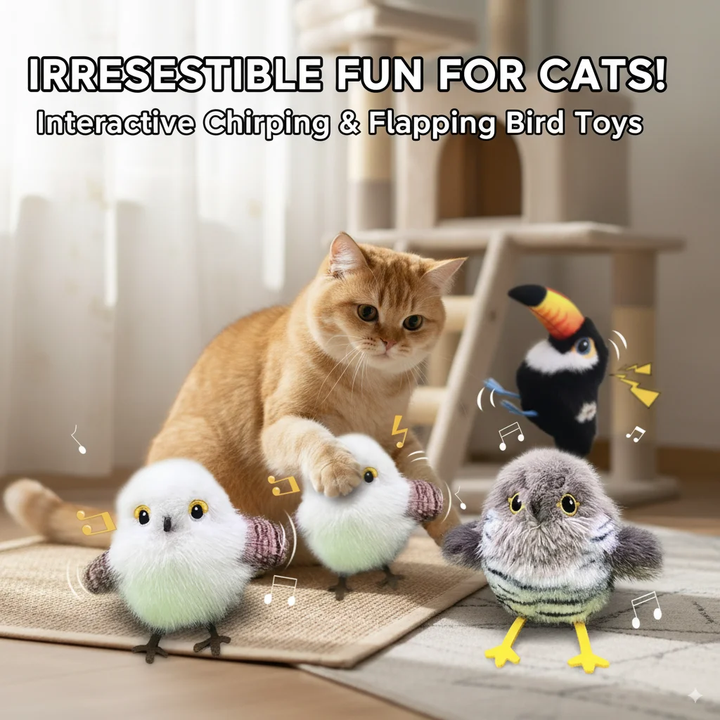 

Электрическая игрушка для птиц и кошек, интерактивное плюшевое животное, реалистичное звуковое моделирование, развевающиеся крылья, автоматическая игра для развлечений домашних животных