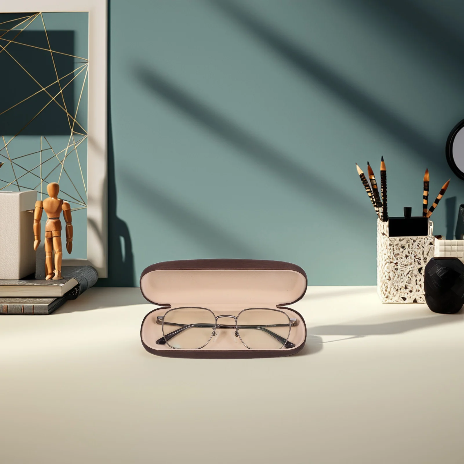 

3Pcs Wood Grain Eyeglasses Case Lightweight PU Hard Shell Travel Sunglasses Storage Box for Men Women Portable Eyewear