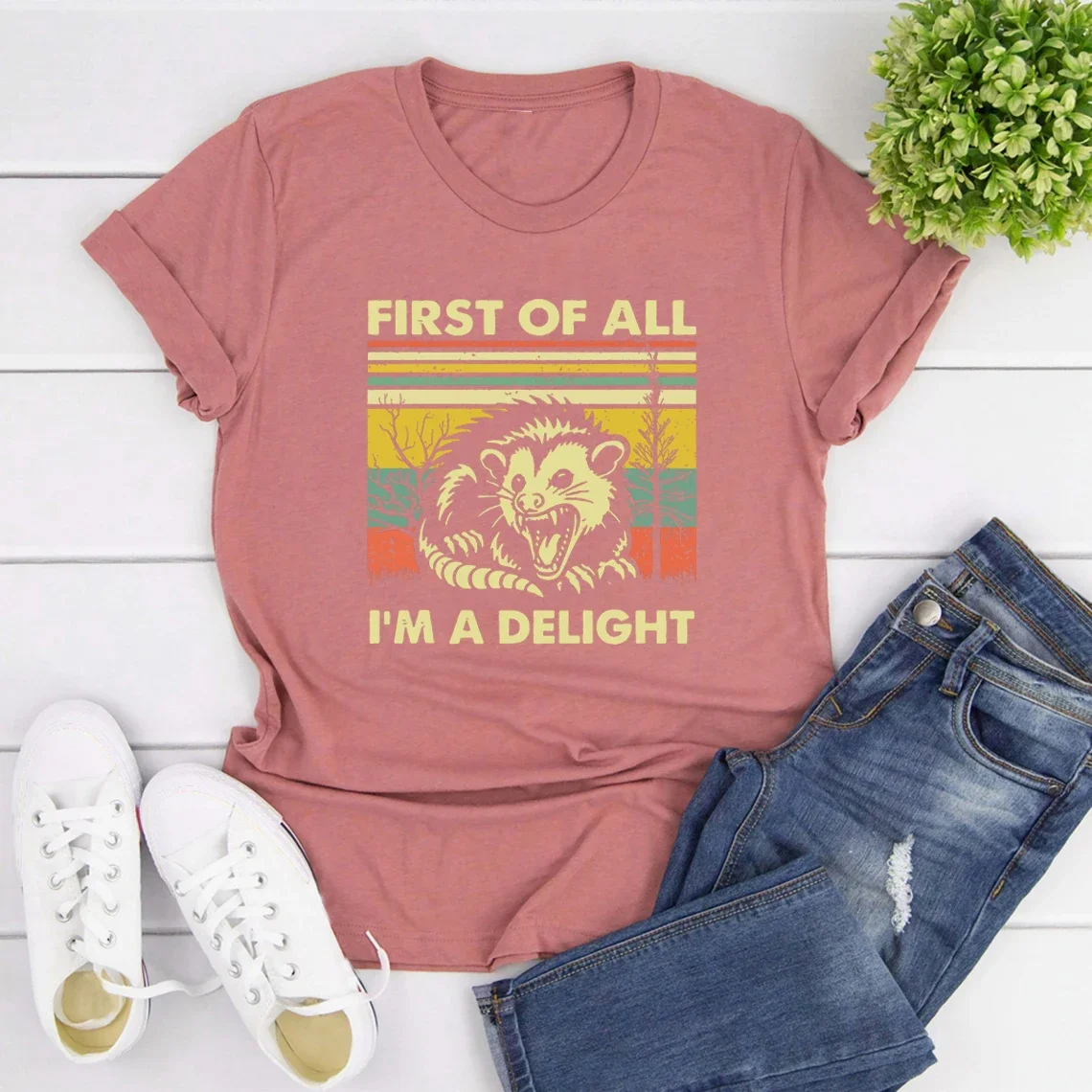 First of All I'm A Delight Shirt Funny Opossum Shirts men women Short Sleeve T-shirts Vintage Streetwear Tee Possum Lover Gift #6