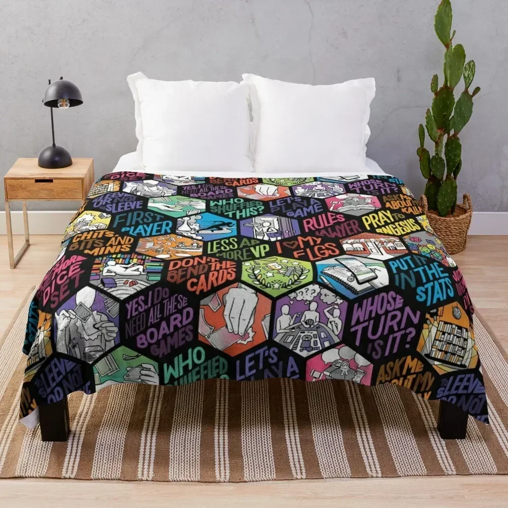 Board Gamer Isms Hex Throw Blanket Flannel Fabric Retros Blankets