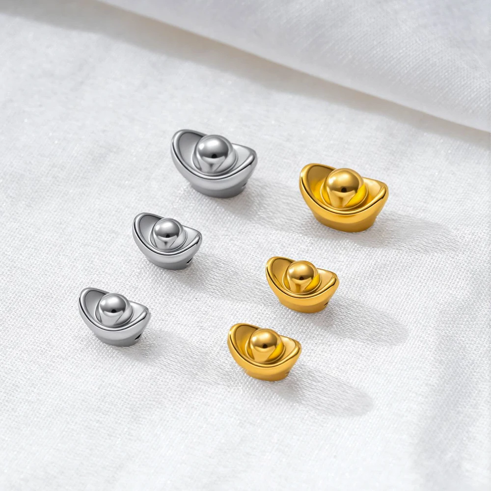 5pcs Stainless Steel Gold Beads for Jewelry Making Yuan Bao Golden Ingot Decor Spacer Beads for Bracelets Necklaces Earrings view 6