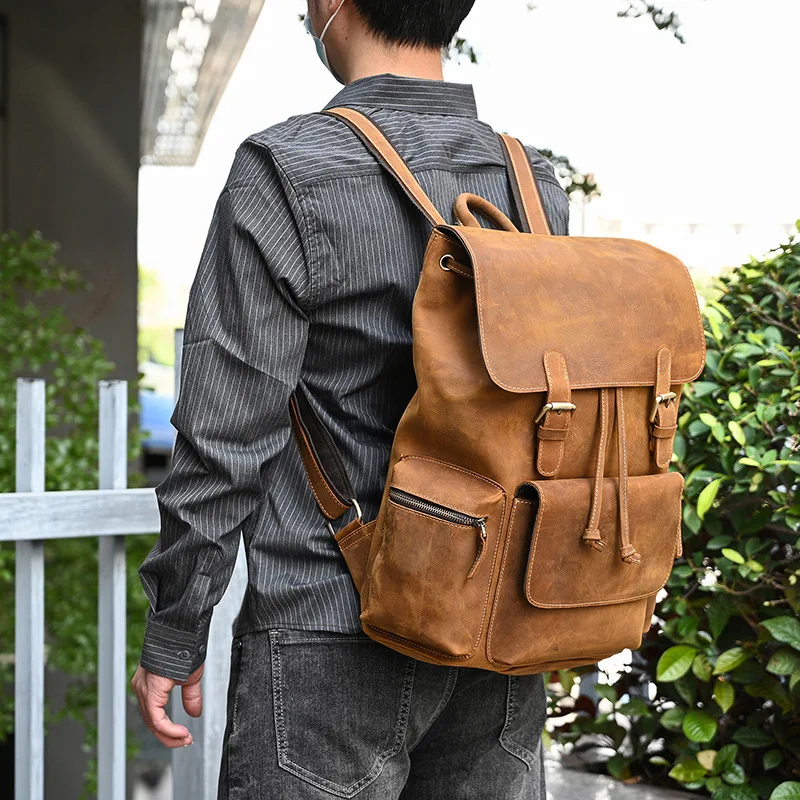 

Рюкзаки для путешествий в стиле ретро, многофункциональная дорожная сумка, школьные мужские рюкзаки, уличные кожаные сумки Две Сумки MHSJB