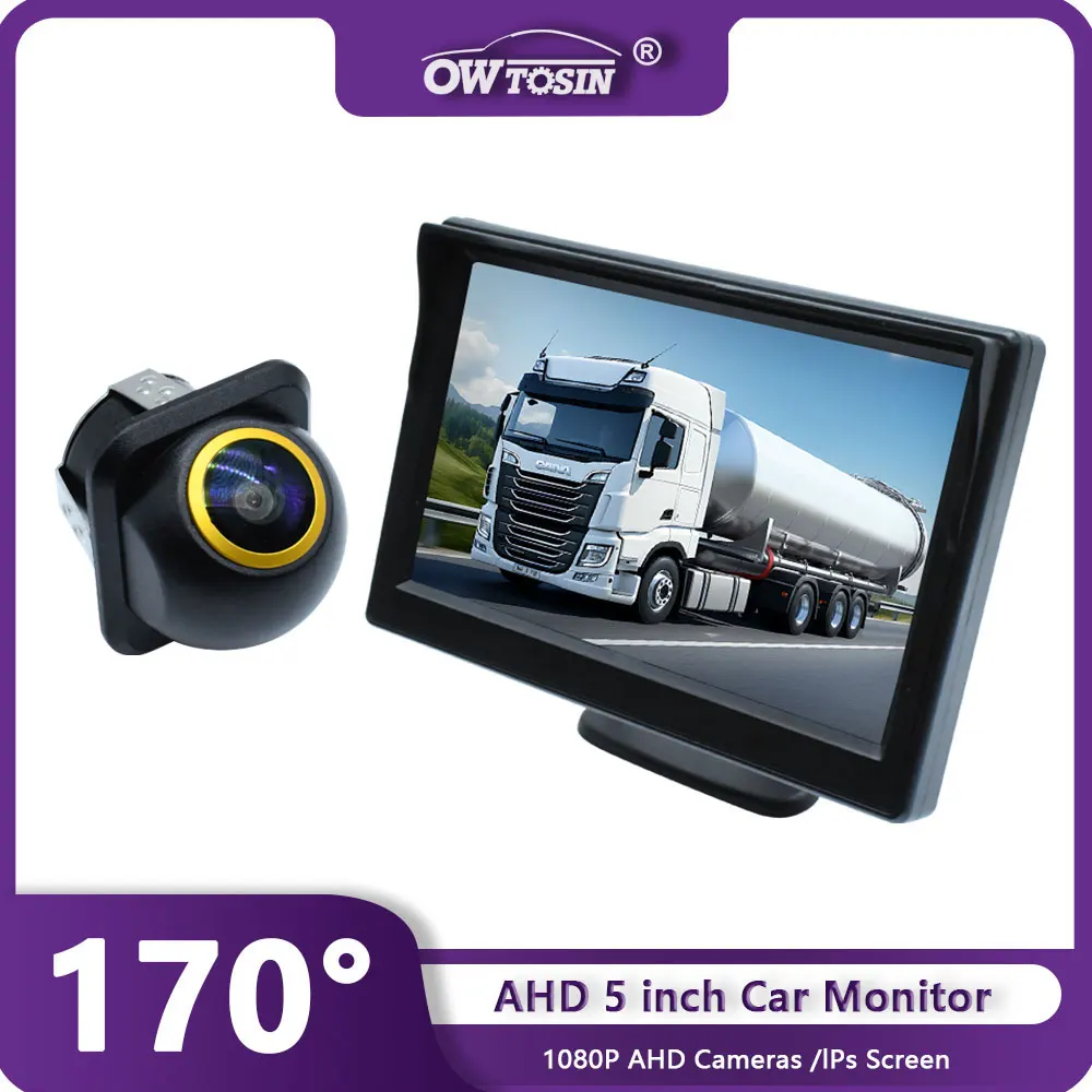 5-inch AHD 1920x1080P IPS Screen Car Monitor With Starlight Night Vision 1080P Golden Lens Car Rear View Vehicle Camera