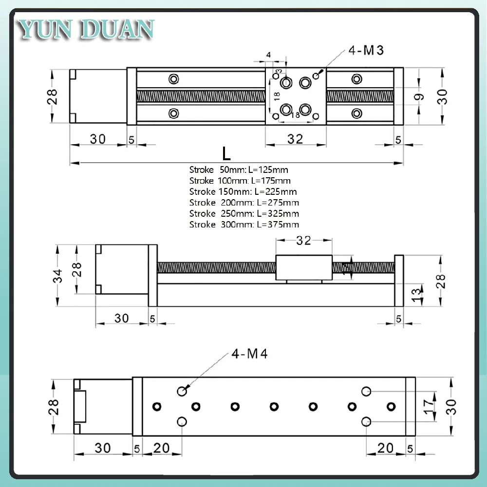 Imagem -05 - T-tipo Deslizante Tabela Rail Kit Guia Linear Guia Linear Cnc Eixo Xyz Tabela Deslizante do Curso Nema11 Stepper Motor Driver Tb6600 50300 mm