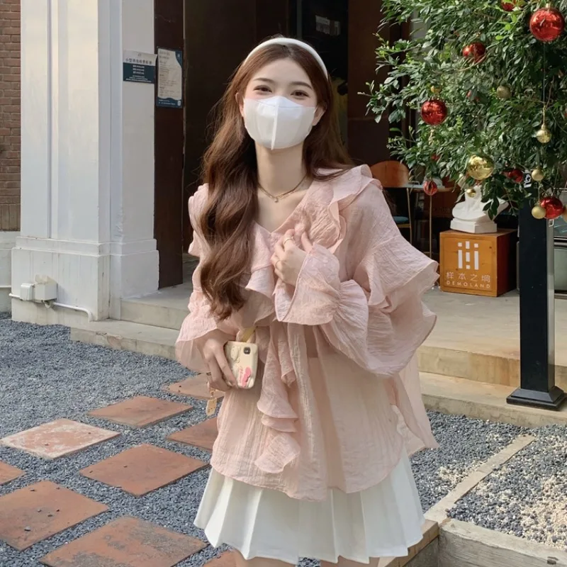 

Blouses Women Solid Summer Clothes Lovely Students All-match Streetwear Ulzzang Mujer Breathable Simple Elegant Popular Daily