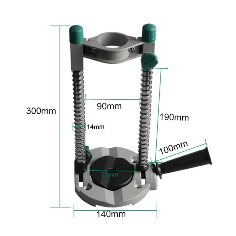 Precision Drill Guide Pipe Drill Holder Stand Drilling Guide with Adjustable Angle Removeable Handle for DIY Woodworking