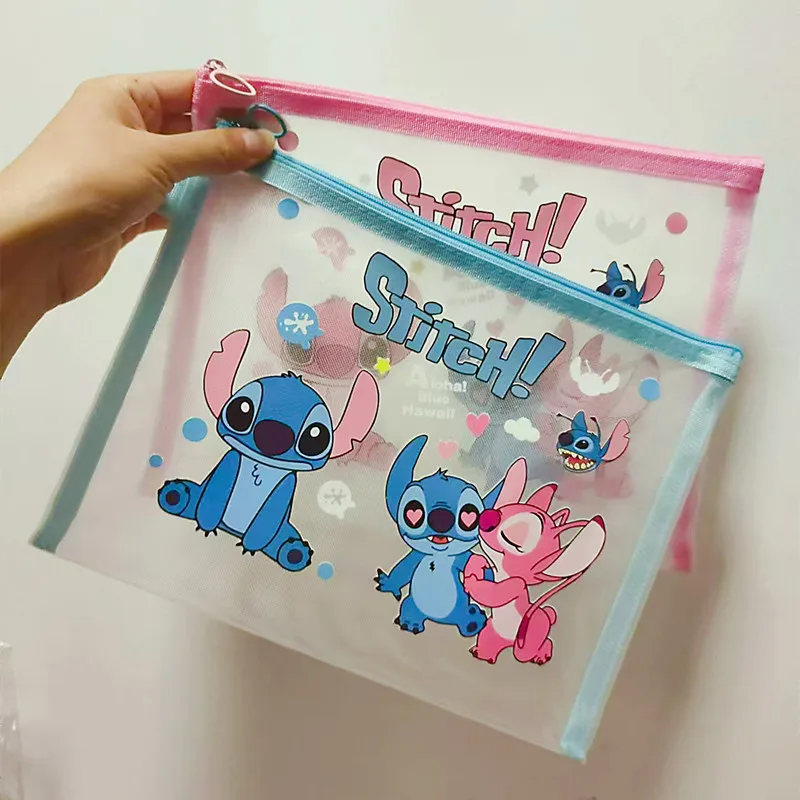 Disney Anime Stitch File Pocket Handheld Information Bag Office School Supplies Filing Products File Folders Makeup Bags A5