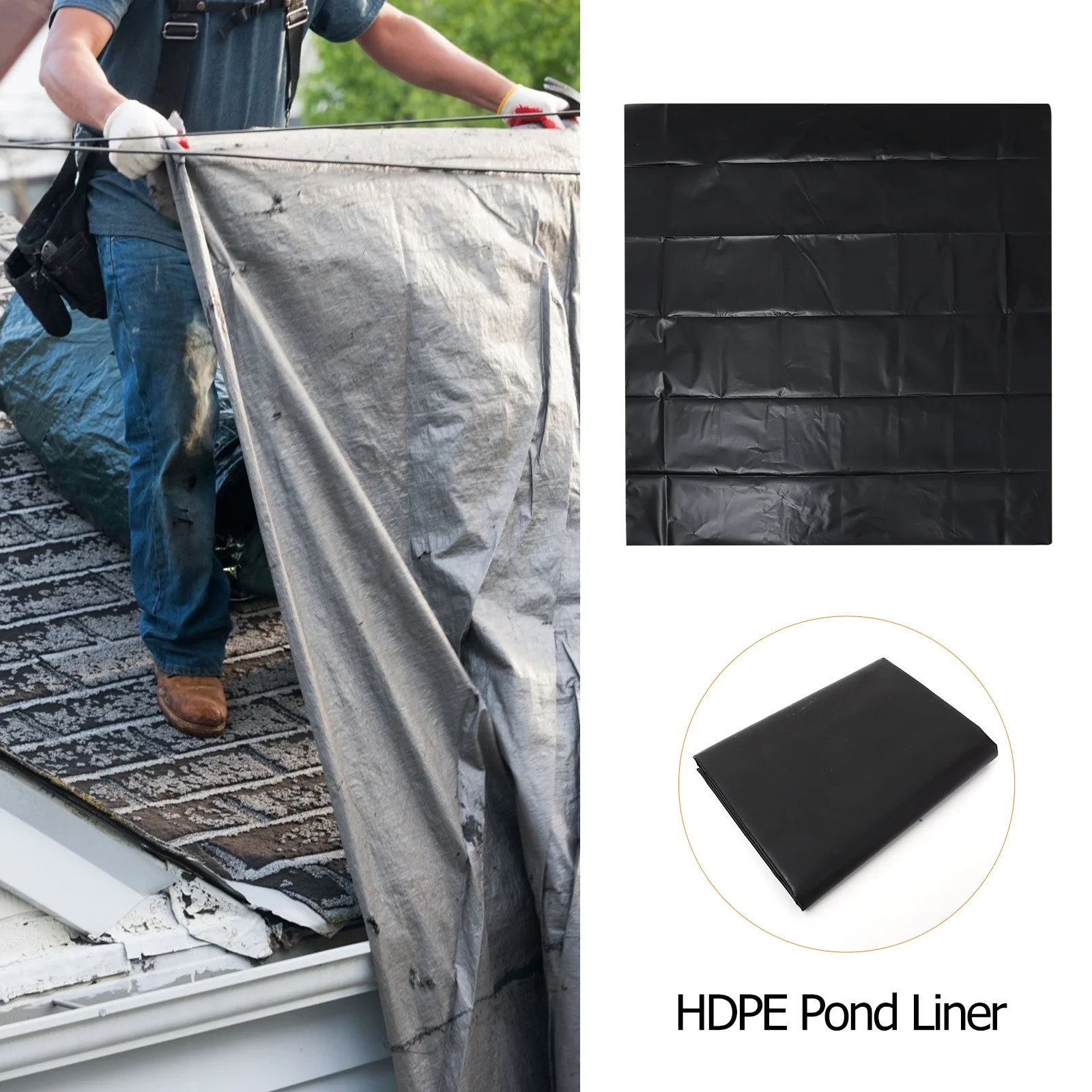 

1Pcs Hdpe Pond Liner Heavy Duty Flexible Wear Resistant Pond Underlayment Impermeable Tarp for Fish Garden Ponds Backyard Water