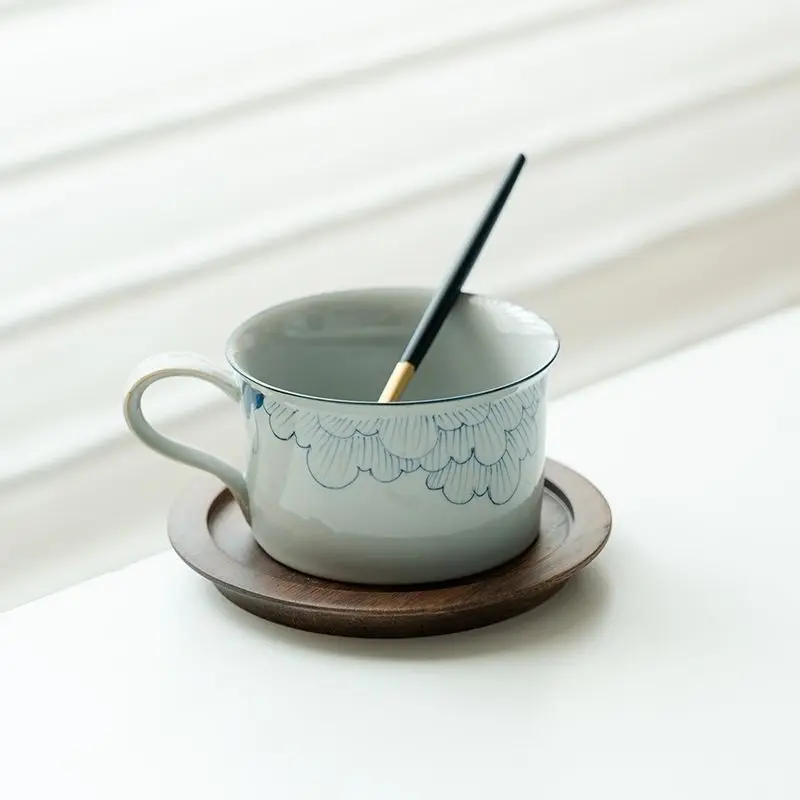 

Pure Hand-Painted Hibiscus Coffee Cup, High-End Coffee Cup, Chinese Minimalist Ceramic Tea Cup, Drinking Water Mug