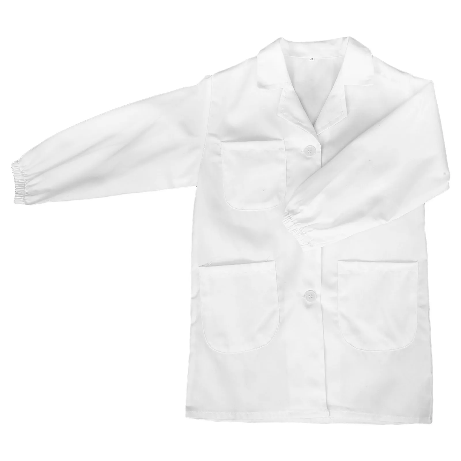 معطف المختبر الأبيض 105 سم كم طويل نسيج مضاد للحساسية للتجارب العلمية لعب الأدوار الزي الهالوين #6