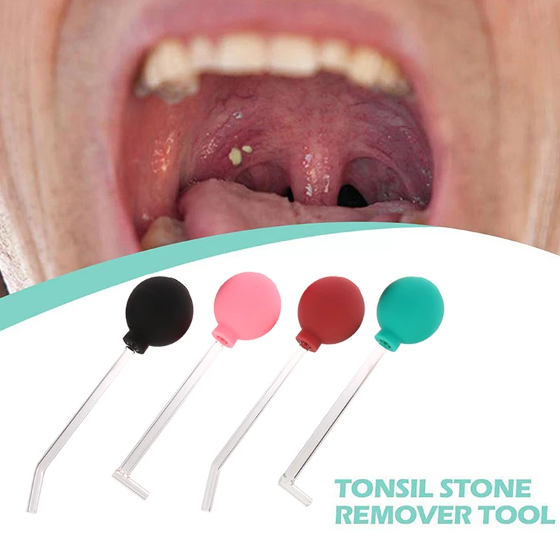 [E] 15/90 Degrees Long Glass Tube Tonsil Stone Remover Tool Suction Ball Manual Style Cleaning Mouth Care Tool Freshens Breath