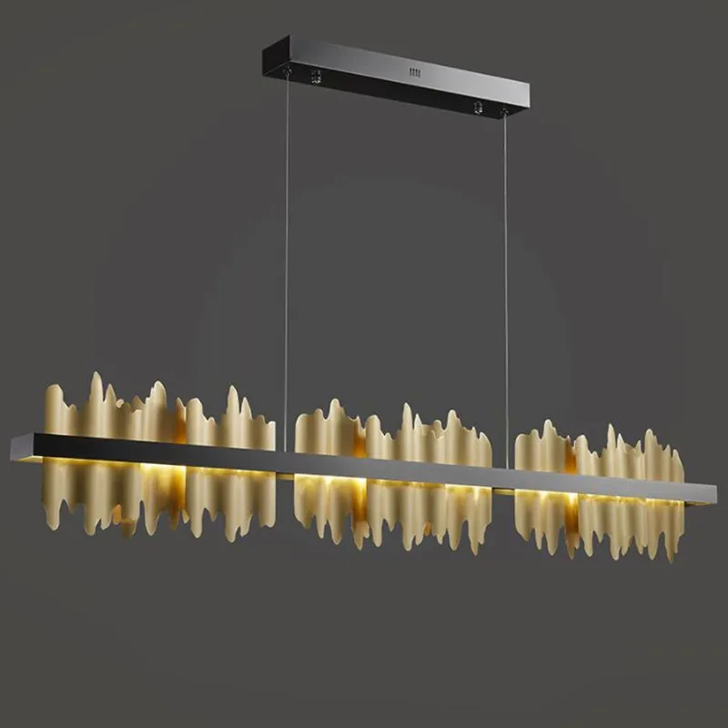 

Nordic minimalist LED living room chandelier lighting creative rectangular gold/black lighting indoor bar loft home chandelier