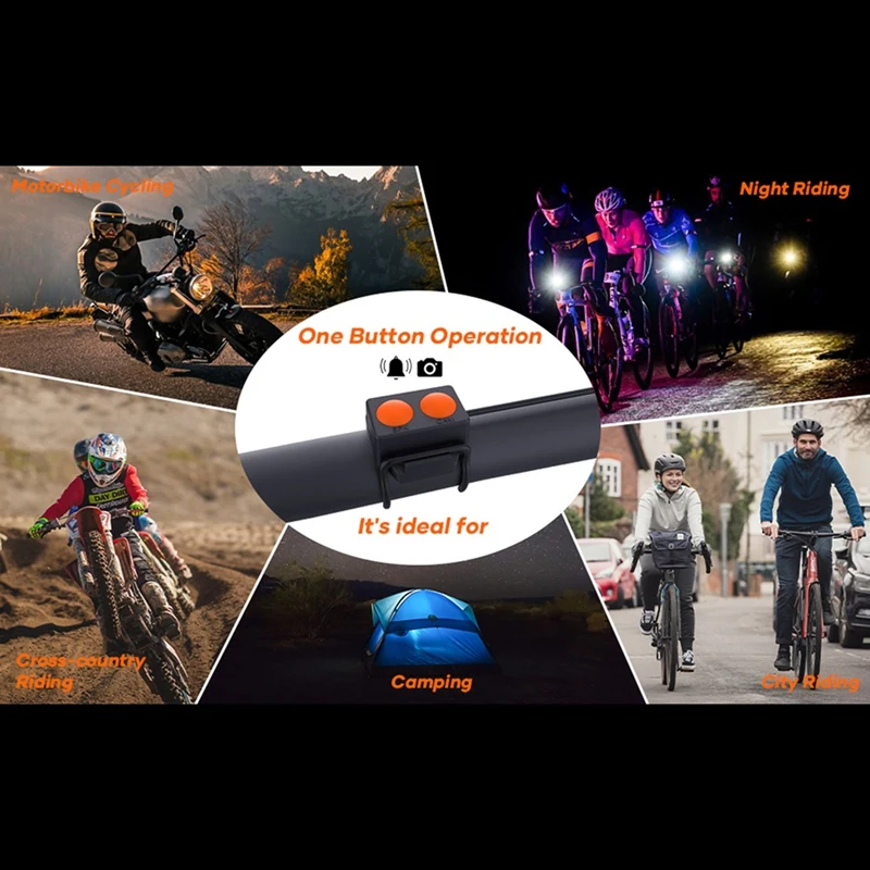 1080P 30FPS Multifunction Cycling Camera Bicycle/ Motorcycle Camera Rainproof With LED Flashlight Bike Horn