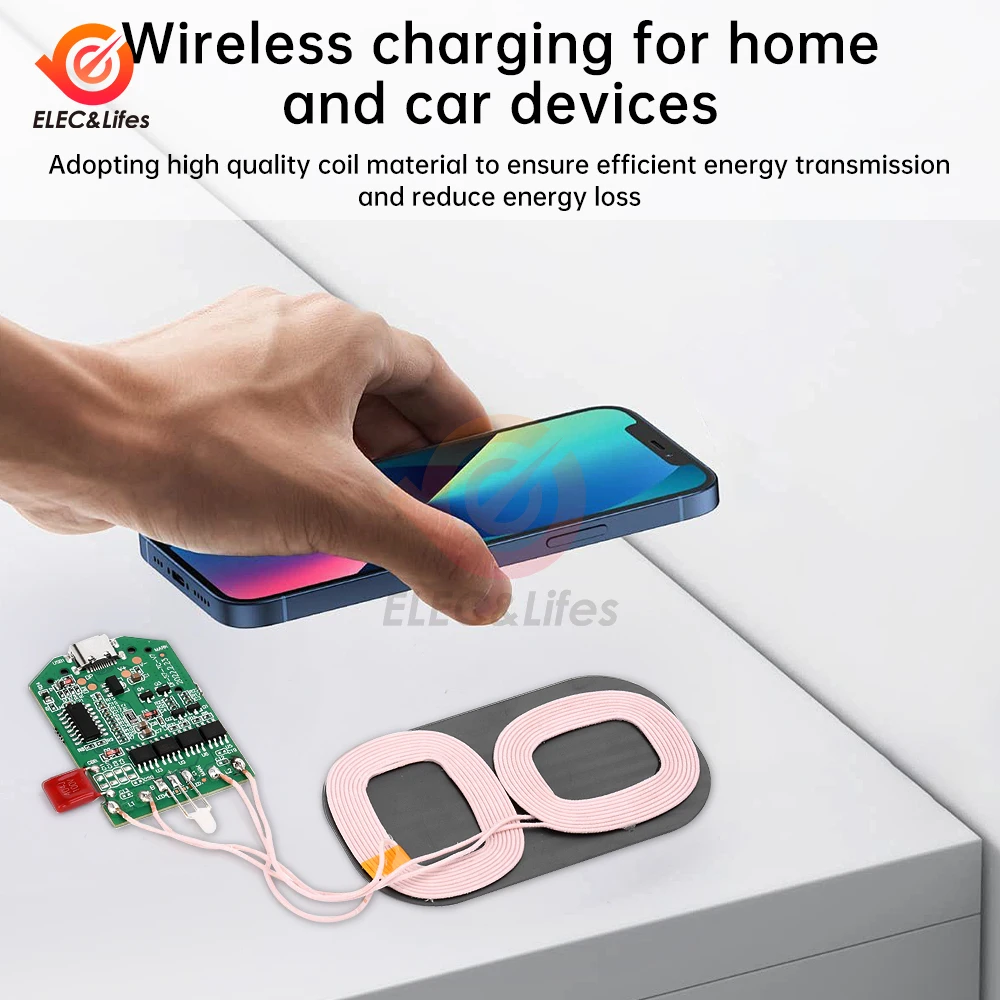 5V 9V 12V 5/10/15W Wireless Charger Receiver Module Wireless Charging Receiving PCBA Board Power Supply Coil For Apple Android