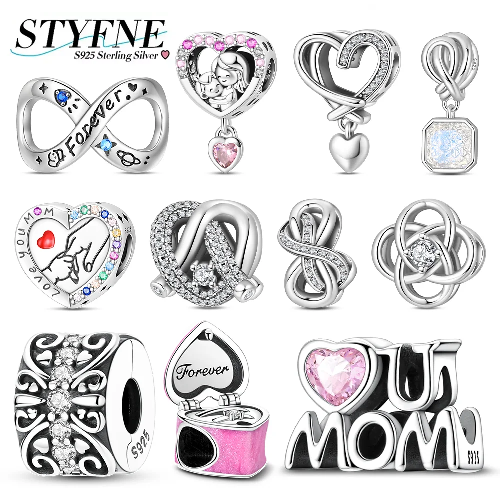 

925 Серебряные блестящие цирконовые подвески в стиле ретро с фиксированным зажимом в форме сердца, коробка для обручальных колец, бусины для женщин, браслет, ювелирные изделия, подарок