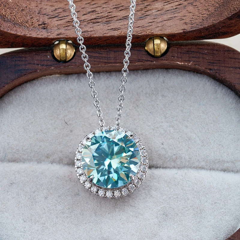 JoyceJelly Classic S925 srebrny naszyjnik z 5CT 11mm kolorowe kamienie Moissanite wesele luksusowa piękna biżuteria