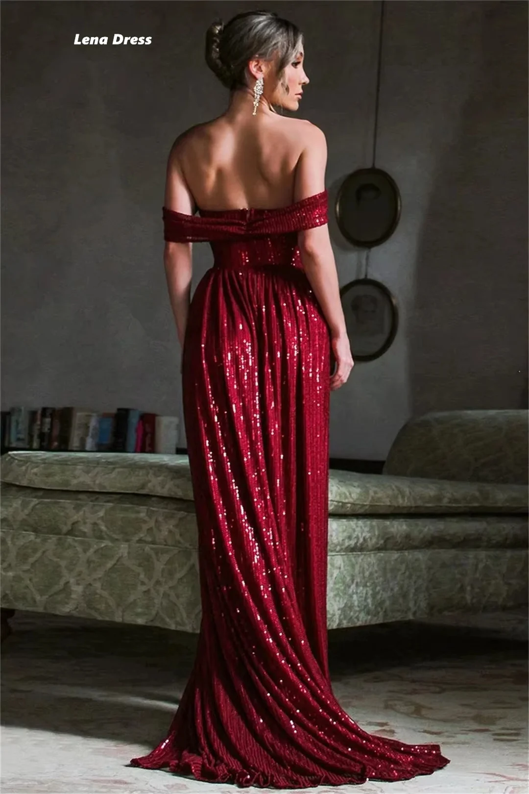 레나 라인 A 여성용 프로미 드레스 2025 맞춤 제작 우아한 드레스 오프숄더 럭셔리 여성용 이브닝 드레스 반짝이는 파티 드레스