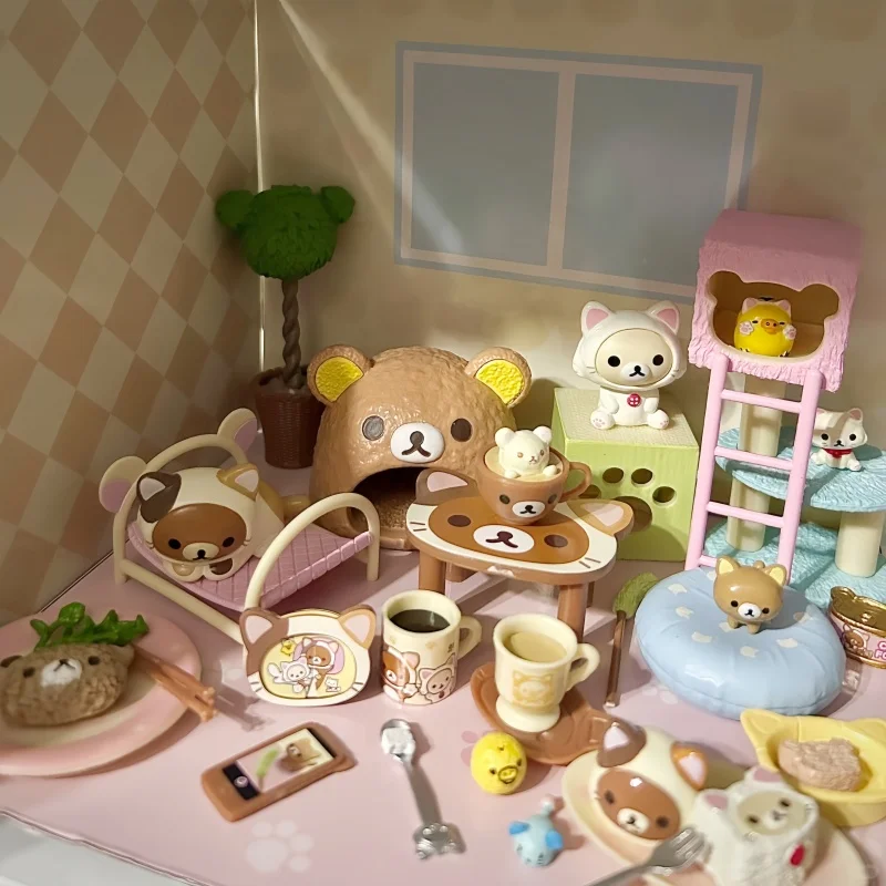 Re Ment Blind Box Original Rilakkuma Nonbiri Neko Cat Cafe Series Miniature Scene Cute Action Figures Toy Ornament Birthday Gift view 6