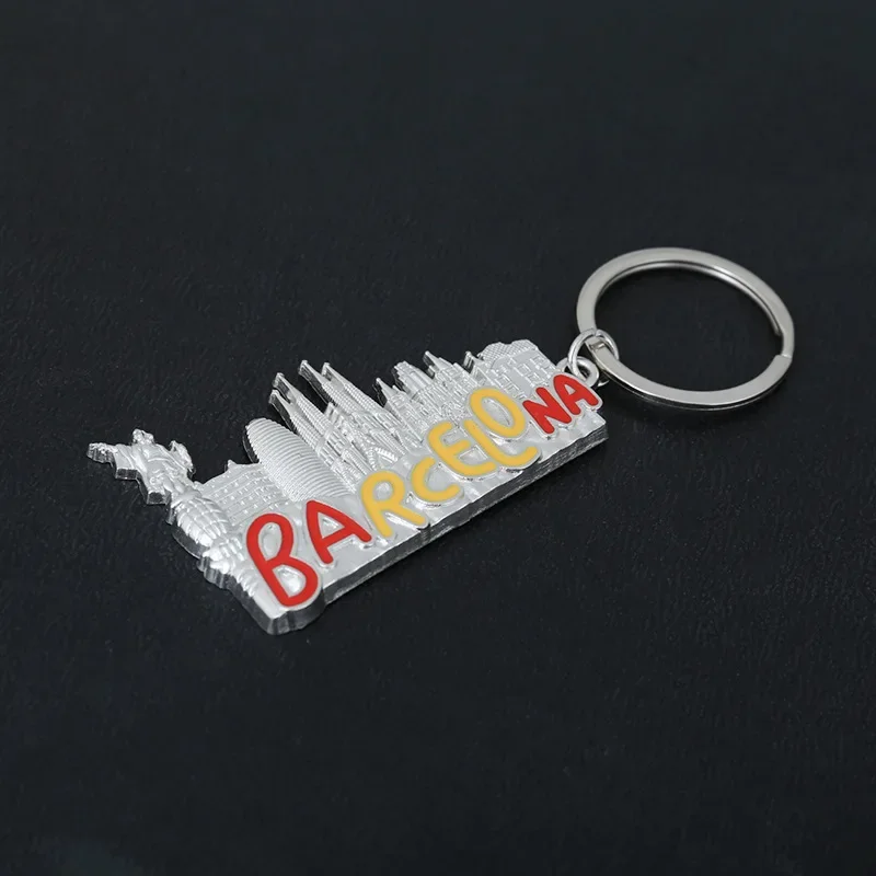 Barcelona Keychain Spain Travel Commemorative Key Chain Barkeno Gothic Building Alloy Electroplating Drip Oil Souvenir Gift