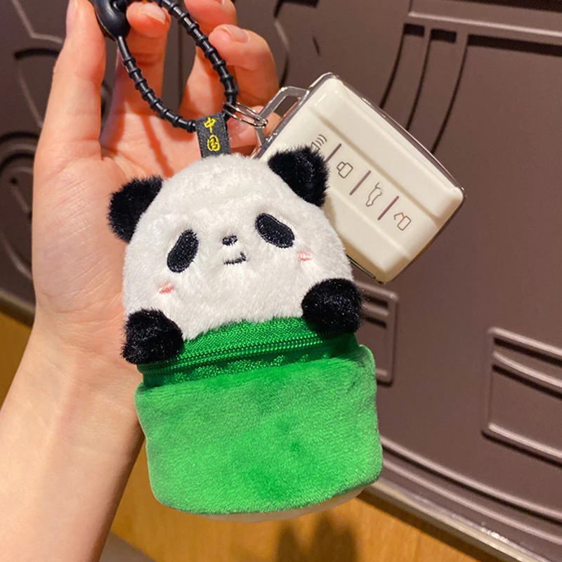 Cartoon Plush Bamboo Panda Coin Purse Keychain Pendant Cute Panda Doll Toy Portable Organizer Purse Coin Purse Birthday Gifts