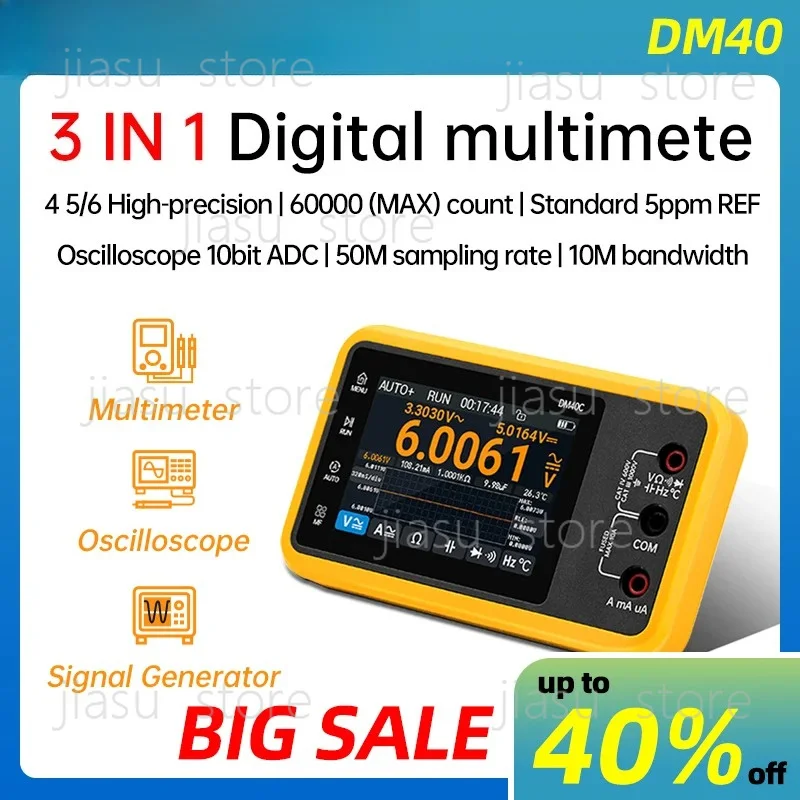 Alientek Dm40 3 In 1 Multimeter Signal Generator 50m Sample Rate Acdc Voltage Diode Handheld Digital Automotive Tools view 2