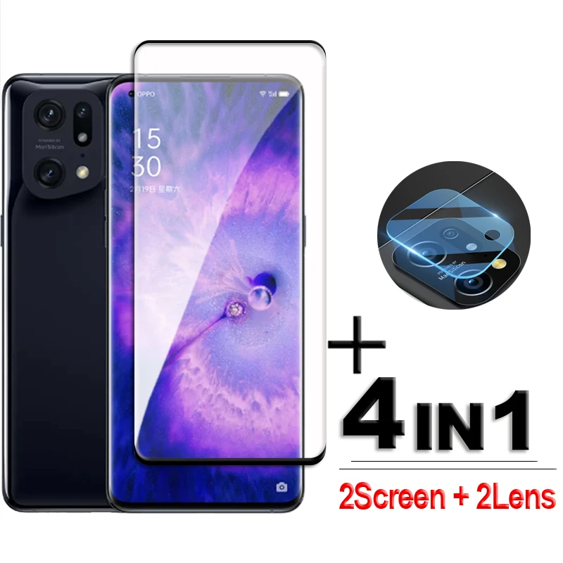 

For OPPO Find X5 Glass 3D Full Cover Curved Screen Protector For Find X5 Tempered Glass For OPPO Find X5 HD Camera Lens Film