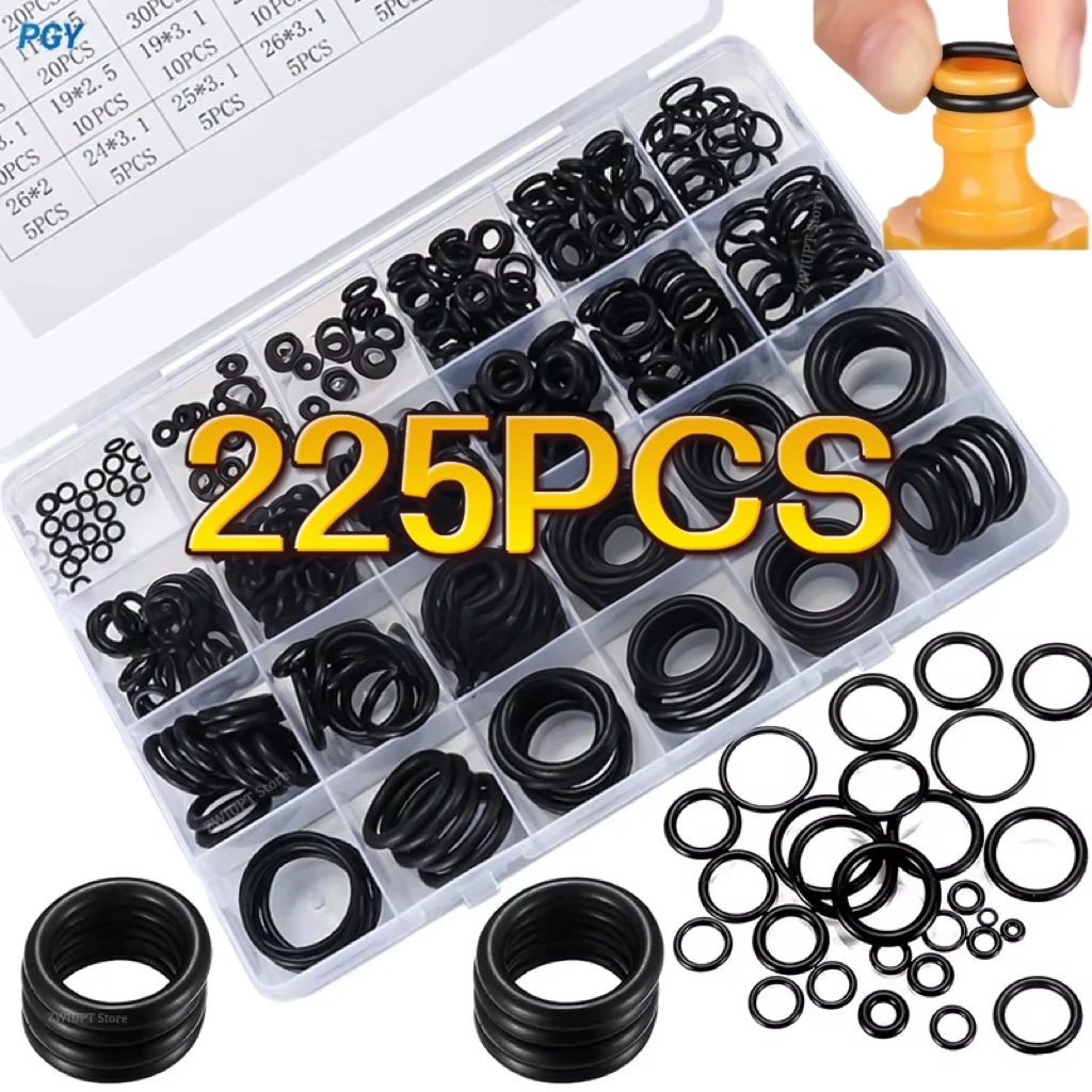 

Nitrile Rubber O Ring Set 18 Sizes Oil Water Resistant High Pressure Round Seal Gasket for Auto Plumbing Machinery Repair Use