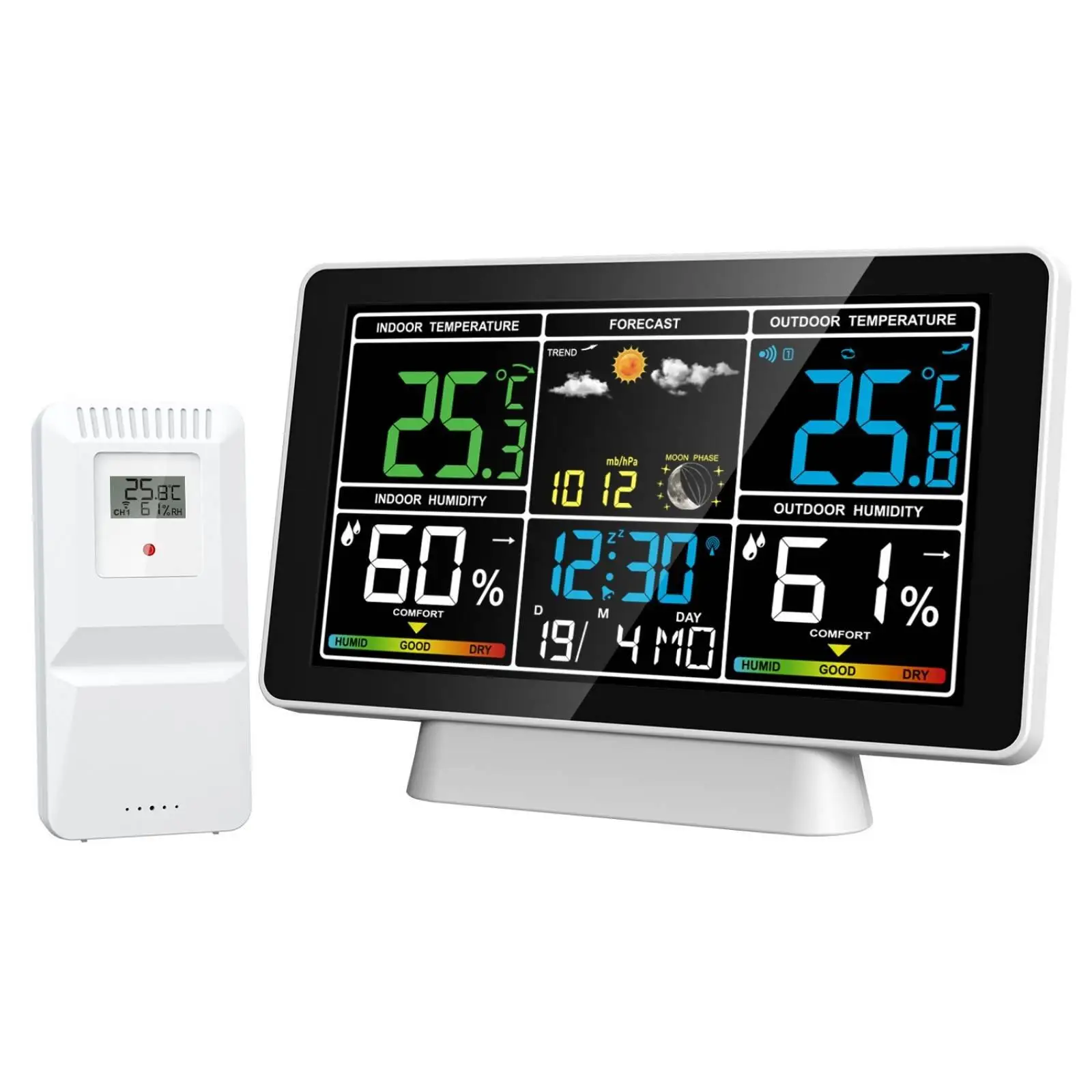 Color Screen Weather Station Snooze Function Radio Controlled Weather Timepiece