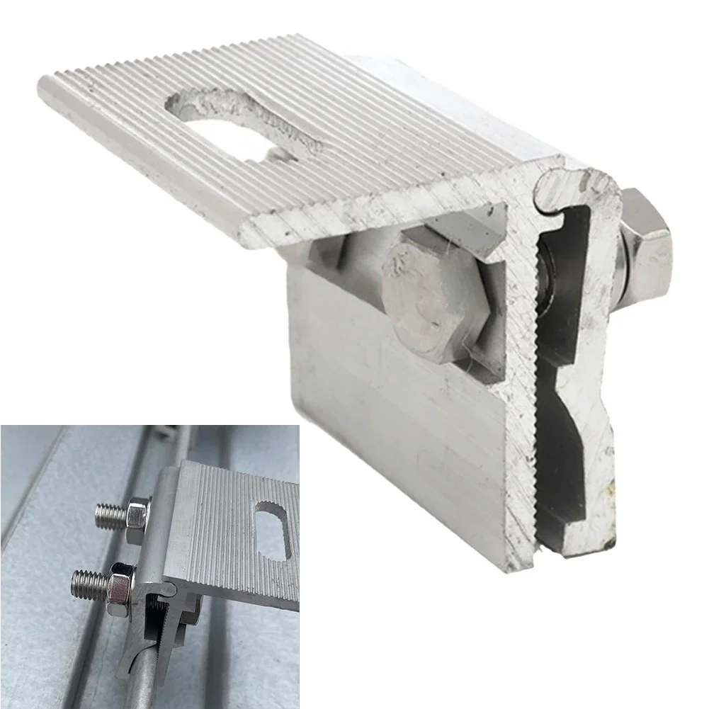 PV Solar Module Clamps Solar Panel Bracket Seam Fixing Mounting Standing Aluminum Alloy Solar Support Racking Solar Power Supply