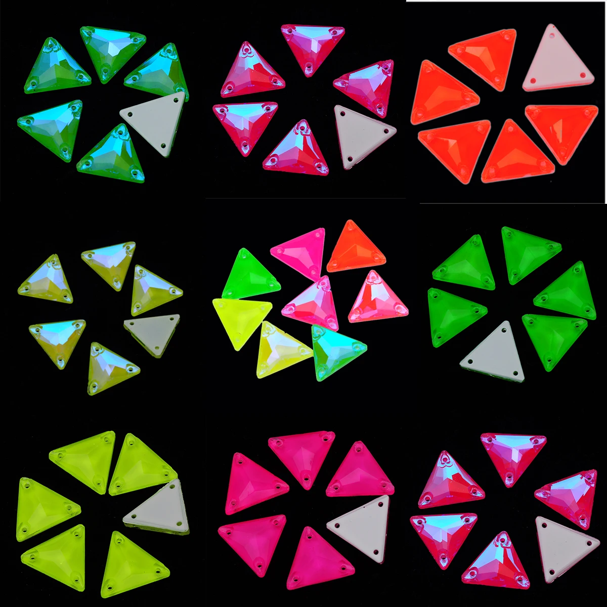 3270 Dreieck 16mm Fluoreszierende Leuchtende Neon-Acryl-Strasssteine für Jacken, DIY-Schmuck und Kleider – Detail 12