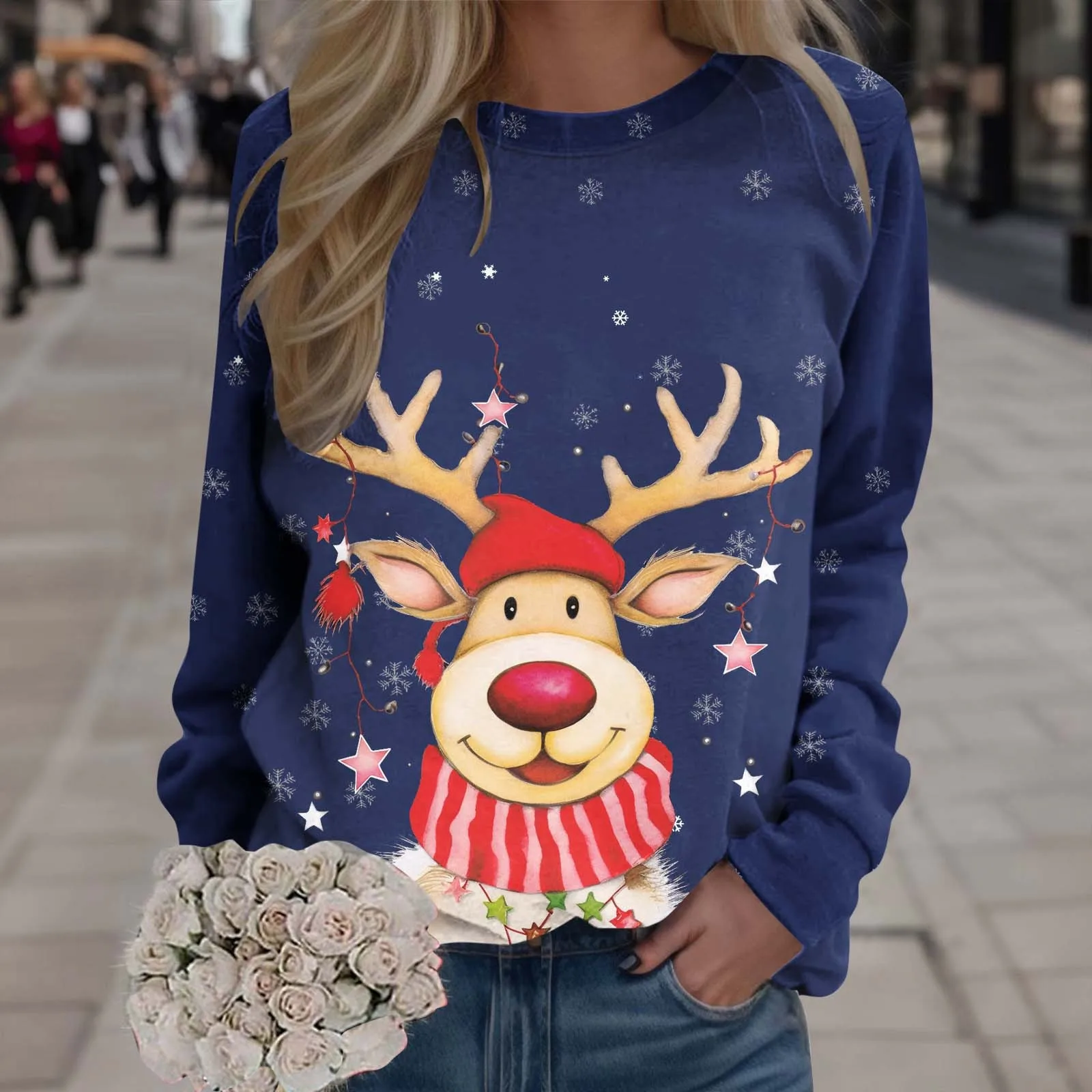 

Top Junior Sweatshirt For Womens Merry Christmas Print O Neck Round Neck Fit Pullover Tops Suitable Good Vibe Sweatshirt Women