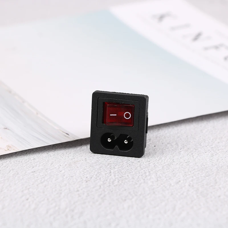 Power cord inlet socket receptacle with ON-OFF red light rocker switch 250V 10A