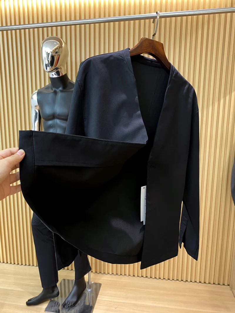 الراقية ثي القطن الكتان عادية فضفاضة تناسب واحدة الصدر الرجال دعوى Jaet Faion الحضرية Sle الوقوف صالح الخريف ارتداء #4