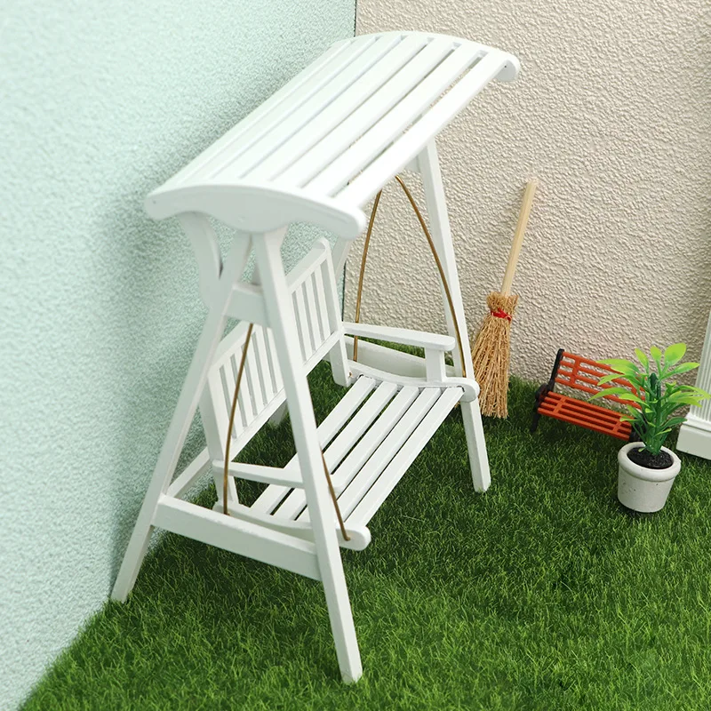 Meubles miniatures pour maison de poupée 1:12, Figurines de scène, modèle simulé, balançoire en bois, accessoires d'ornement, jouets