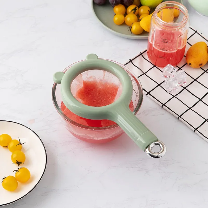 Nylon Fine Mesh Strainer 80 Mesh Plastic Mesh Colander with Handle and Mix Stick Hanging Soy Milk Filter Accessories