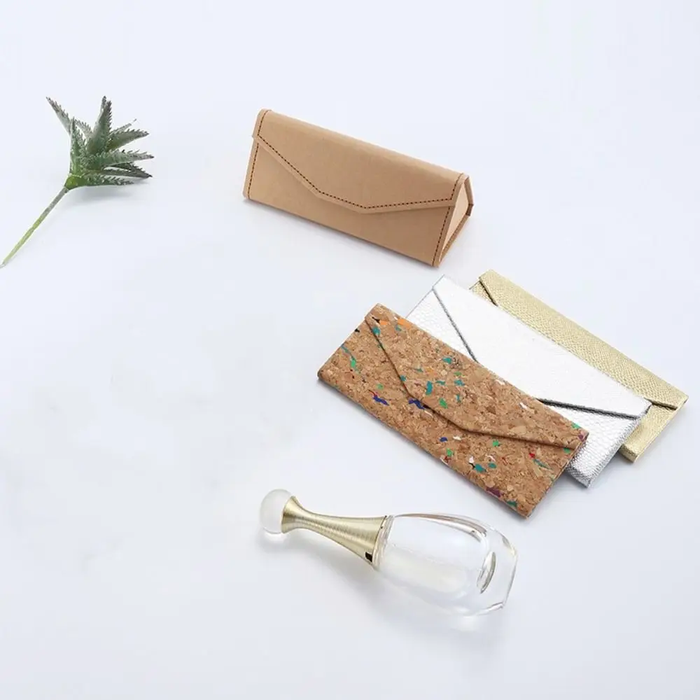 Protective PU Leather Triangle Sunglasses Box Solid Color Waterproof Eyewear Case Folding Glasses Box Women