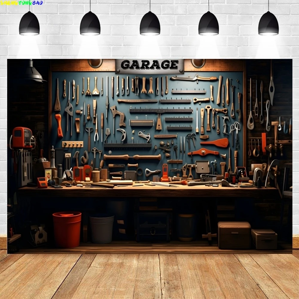 Vintage Garage Backdrop for Ph - Workshop Tools Background 评论和价格