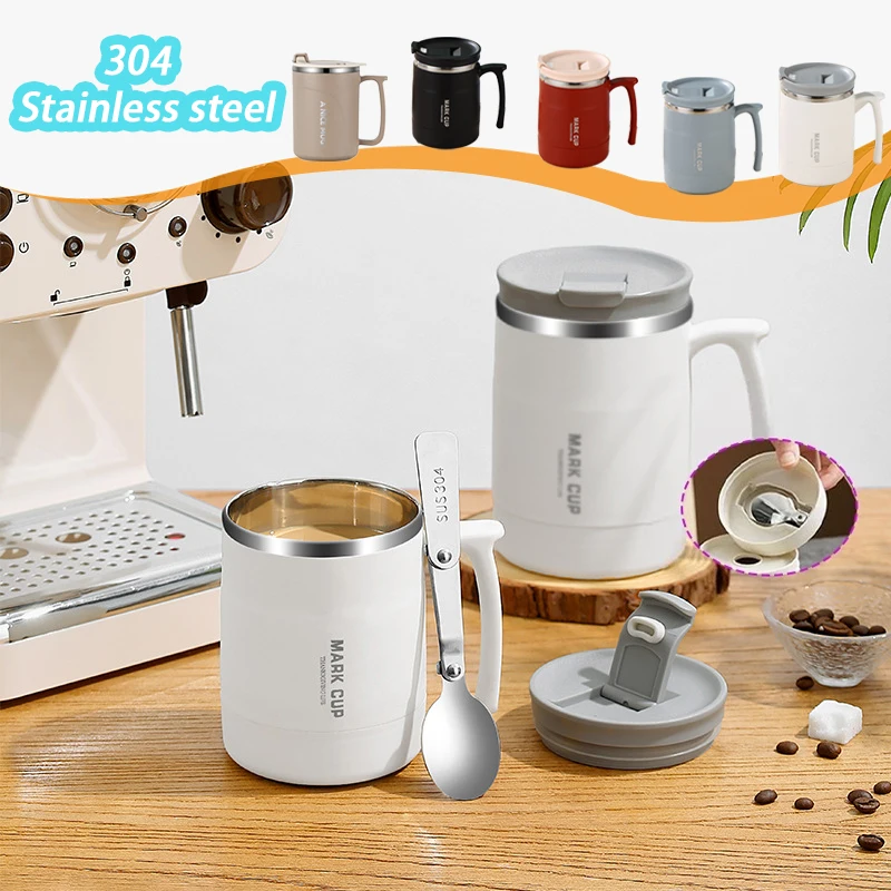 Classic Coffee Mug Stainless Steel Vacuum Thermal Cup With Handle Lid Long Lasting Keep Hot Cold Office Travel Tumbler