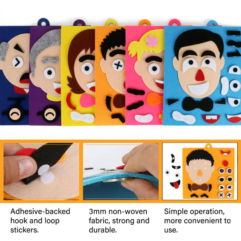 Montessori habiller Parish matériel jouets éducatifs coller changement du visage Expression jouets Parish jeux de développement pour les tout-petits