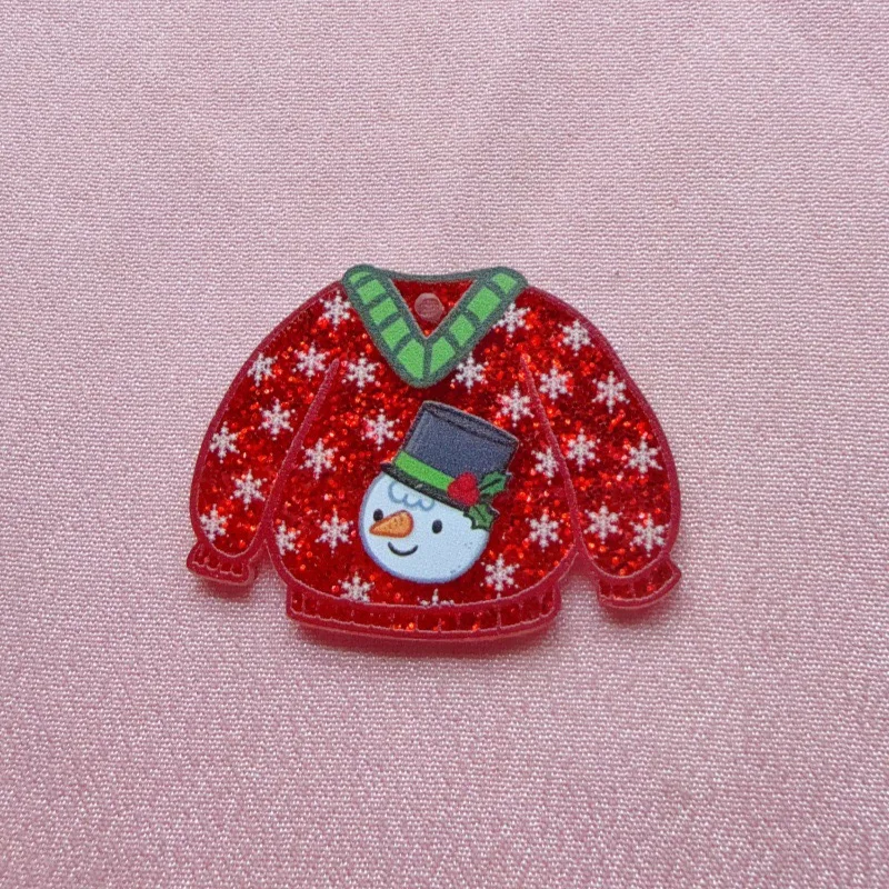 10pcs Acrylic Santa Claus Snowman Elk Clothing Pendant DIY Cute Earrings Necklace Keychain Accessories