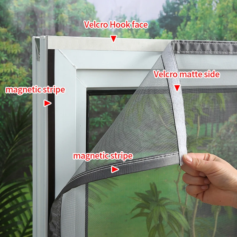 มุ้งกันยุงหน้าจอแม่เหล็กแบบใหม่มีตาข่ายที่มองไม่เห็นขนาดที่กําหนดเอง ม่านกันแมลงและแมลง รถยนต์ ประตู หน้าต่าง